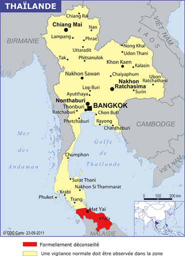 Carte de la Thaïlande, du ministère