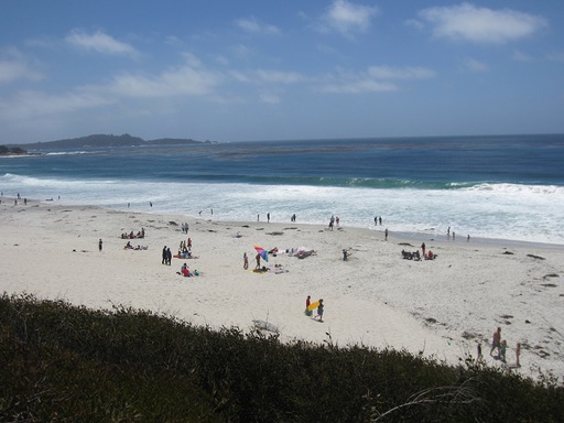 La plage de Carmel et ses grosses vagues